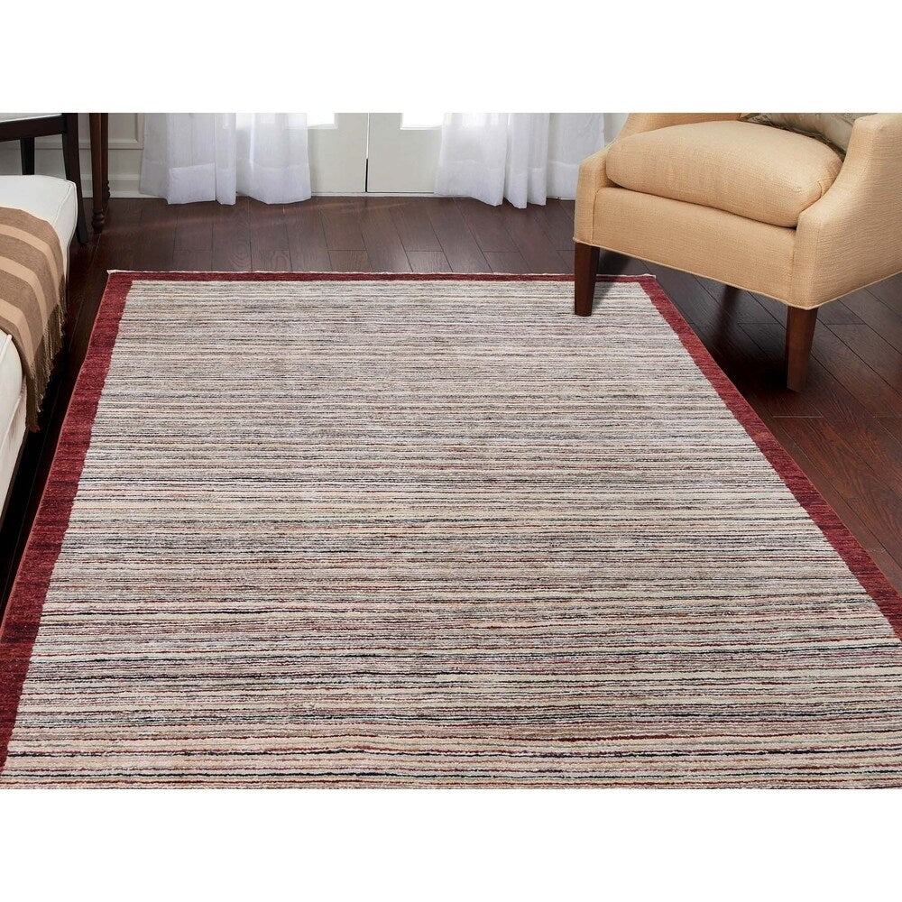Shahbanu Rugs Striped Peshawar Gabbeh Pure Wool Hand Knotted Oriental Rug (4'9" x 6'5") - 4'9" x 6'5"