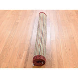 Shahbanu Rugs Striped Peshawar Gabbeh Pure Wool Hand Knotted Oriental Rug (4'9" x 6'5") - 4'9" x 6'5"