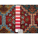 Shahbanu Rugs Super Kazak ColorFul Khorjin Design Pure Wool Hand Knotted Oriental Rug (6'0" x 9'0") - 6'0" x 9'0"
