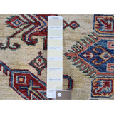 Shahbanu Rugs Super Kazak Pure Wool Beige Geometric Design Hand-Knotted Oriental Rug (4'8" x 6'9") - 4'8" x 6'9"