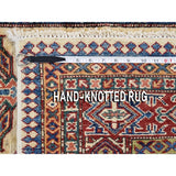 Shahbanu Rugs Super Kazak Pure Wool Beige Geometric Design Hand-Knotted Oriental Rug (4'8" x 6'9") - 4'8" x 6'9"