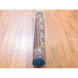 Shahbanu Rugs Super Kazak Pure Wool Blue Geometric Design Hand-Knotted Oriental Rug (4'0" x 6'0") - 4'0" x 6'0"