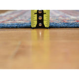 Shahbanu Rugs Super Kazak Pure Wool Blue Geometric Design Hand-Knotted Oriental Rug (4'0" x 6'0") - 4'0" x 6'0"