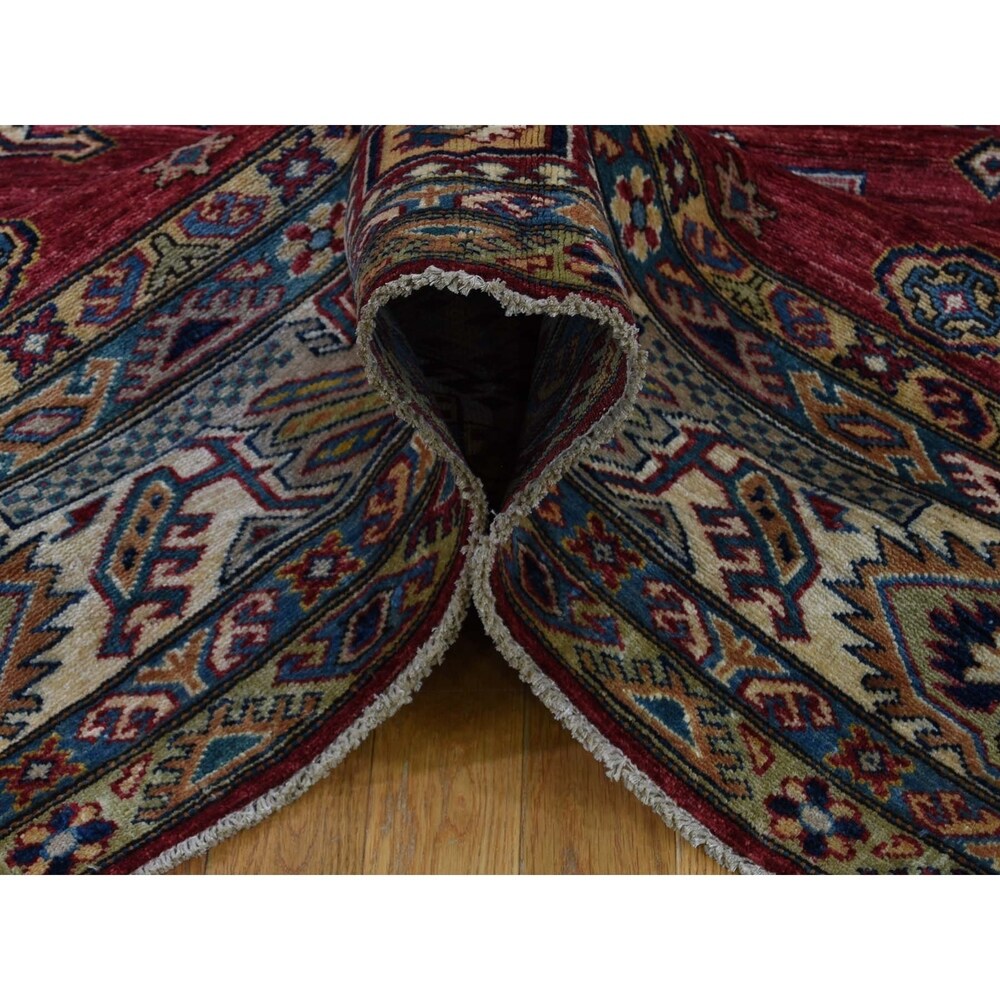 Shahbanu Rugs Super Kazak Pure Wool Geometric Design Hand-Knotted Oriental Rug (9'0" x 12'0") - 9'0" x 12'0"