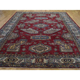 Shahbanu Rugs Super Kazak Pure Wool Geometric Design Hand-Knotted Oriental Rug (9'0" x 12'0") - 9'0" x 12'0"