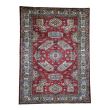 Shahbanu Rugs Super Kazak Pure Wool Geometric Design Hand-Knotted Oriental Rug (9'0" x 12'0") - 9'0" x 12'0"