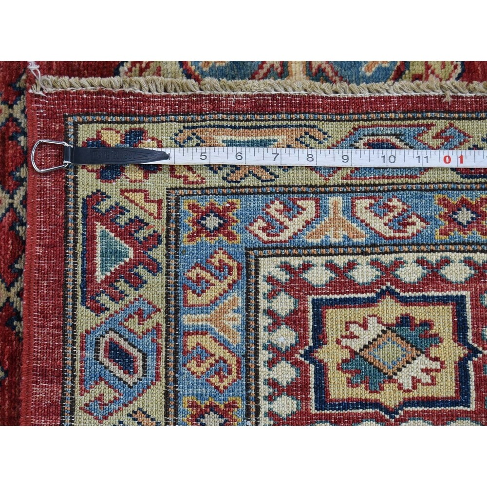 Shahbanu Rugs Super Kazak Pure Wool Geometric Design Hand-Knotted Oriental Rug (9'0" x 12'0") - 9'0" x 12'0"