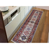 Shahbanu Rugs Super Kazak Pure Wool Geometric Design Runner Hand-Knotted Rug (2'0" x 5'10") - 2'0" x 5'10"