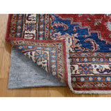 Shahbanu Rugs Super Kazak Pure Wool Red Geometric Design Hand-Knotted Oriental Rug (4'0" x 6'1") - 4'0" x 6'1"