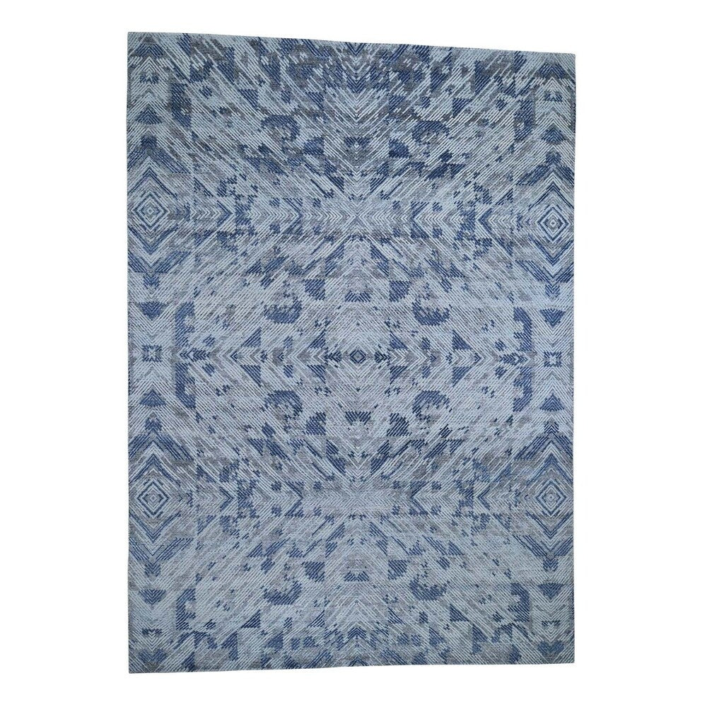 Shahbanu Rugs THE COMPLEXION,Silk With Oxidized Wool Hand-Knotted Modern Rug (8'9" x 12'2") - 8'9" x 12'2"