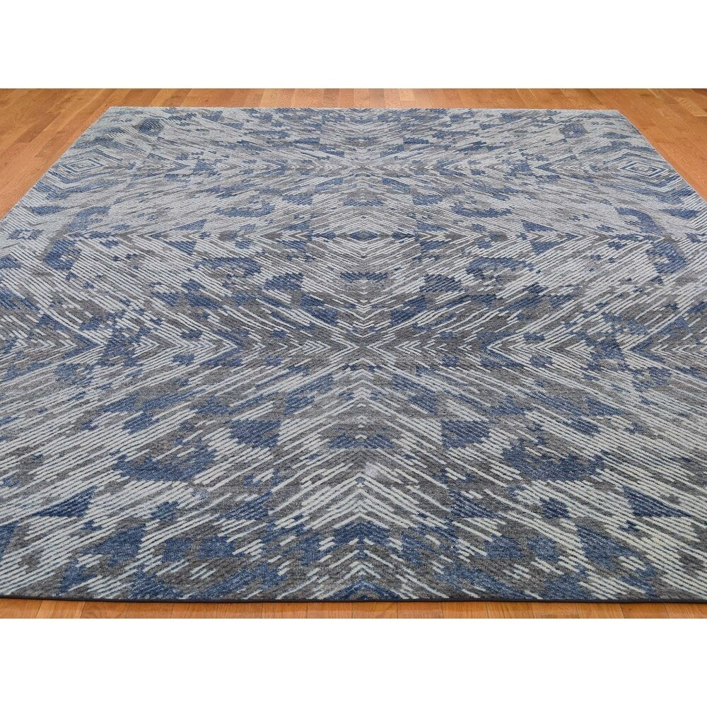 Shahbanu Rugs THE COMPLEXION,Silk With Oxidized Wool Hand-Knotted Modern Rug (8'9" x 12'2") - 8'9" x 12'2"