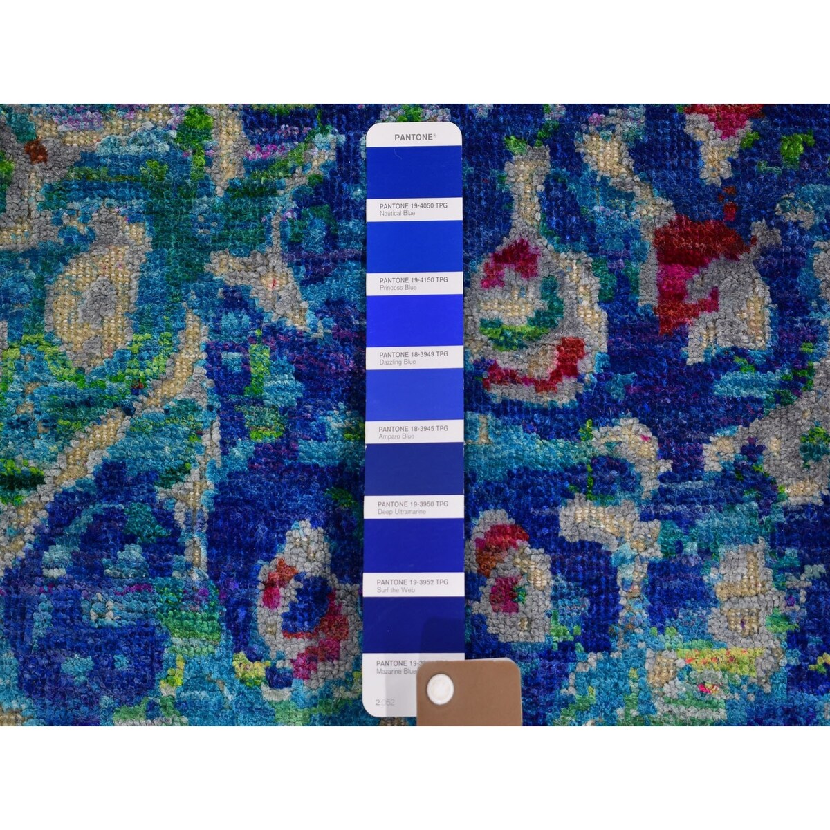 Shahbanu Rugs THE PEACOCK, Sari Silk Colorful Hand Knotted Oriental Rug (9'0" x 12'0") - 9'0" x 12'0"