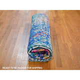 Shahbanu Rugs THE PEACOCK, Sari Silk Colorful Hand Knotted Oriental Rug (9'0" x 12'0") - 9'0" x 12'0"