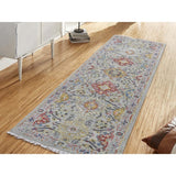 Shahbanu Rugs THE SUNSET ROSETTES Pure Silk & Wool Runner Hand-Knotted Oriental Rug (2'6" x 10'0") - 2'6" x 10'0"