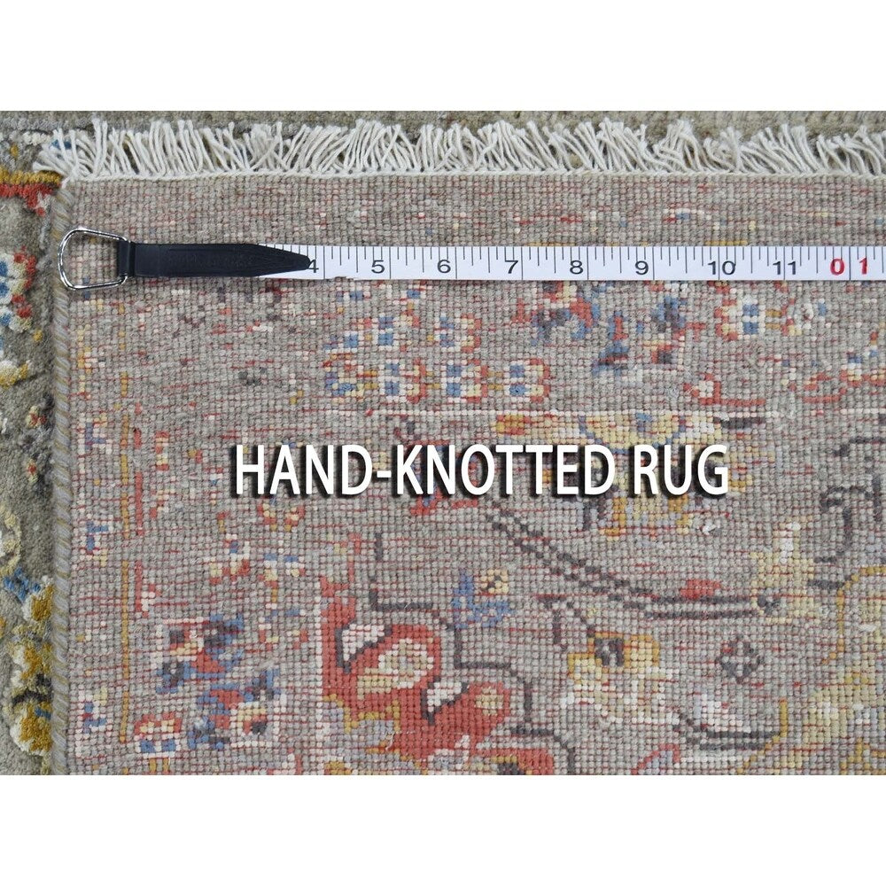 Shahbanu Rugs THE SUNSET ROSETTES Pure Silk & Wool Runner Hand-Knotted Oriental Rug (2'6" x 10'0") - 2'6" x 10'0"