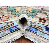 Shahbanu Rugs Taupe Gray, Natural Dyes Soft Wool, Hand Knotted Afghan Oushak with Pop of Color, Oriental Rug (10'1" x 13'10")