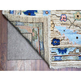 Shahbanu Rugs Taupe Gray, Natural Dyes Soft Wool, Hand Knotted Afghan Oushak with Pop of Color, Oriental Rug (10'1" x 13'10")