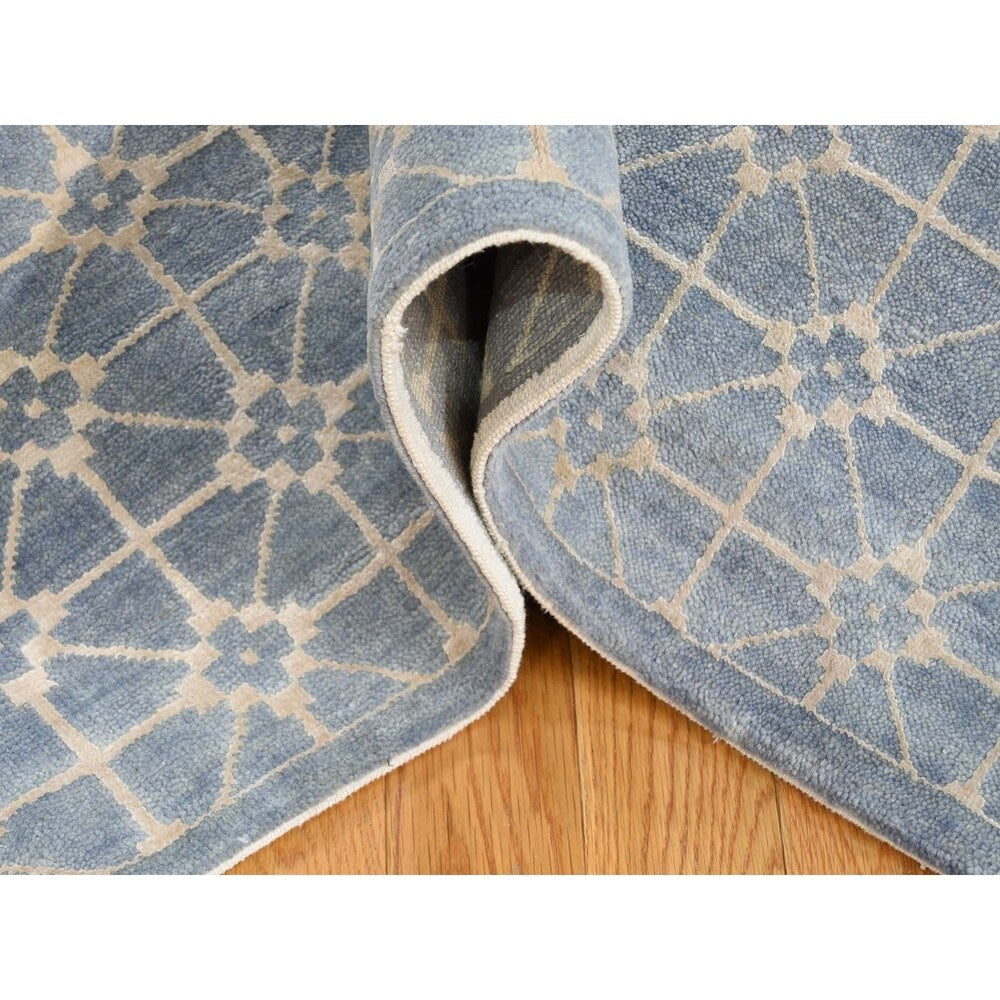 Shahbanu Rugs Tone on Tone Wool and Silk Hand Knotted Oriental Rug - 8'0" x 10'0"