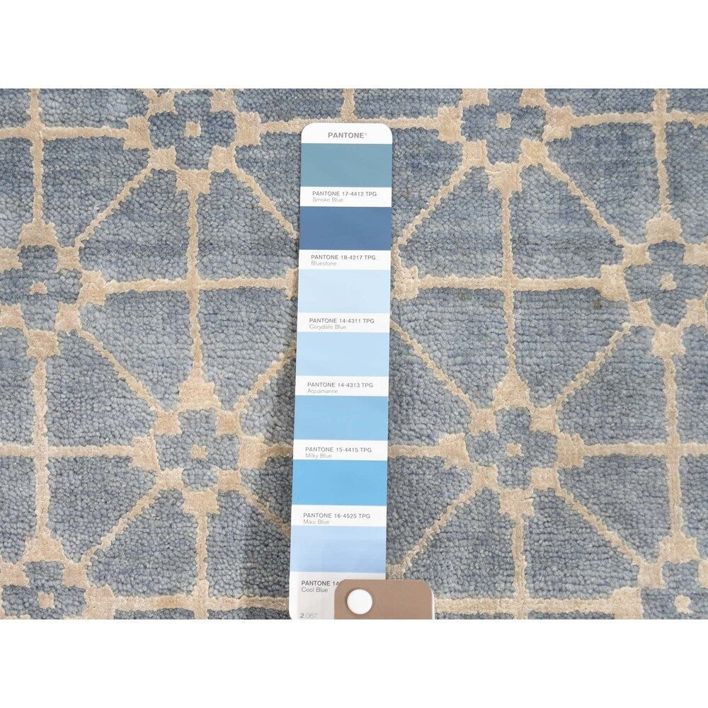 Shahbanu Rugs Tone on Tone Wool and Silk Hand Knotted Oriental Rug - 8'0" x 10'0"