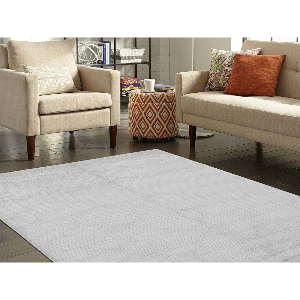 Shahbanu Rugs Tone on Tone Wool and Silk Hand-Loomed Oriental Rug (5'0" x 7'0") - 5'0" x 7'0"