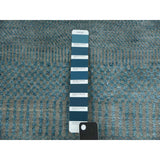 Shahbanu Rugs Turkish Blue Tone on Tone Soft Pile Wool and Silk Hand Knotted Grass Design Densely Woven Oriental Rug (3' x 5'2")
