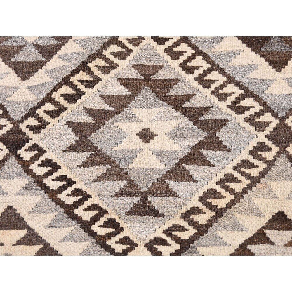 Shahbanu Rugs Undyed Natural Wool Afghan Kilim Reversible Hand Woven Oriental Rug (4'0" x 6'3") - 4'0" x 6'3"