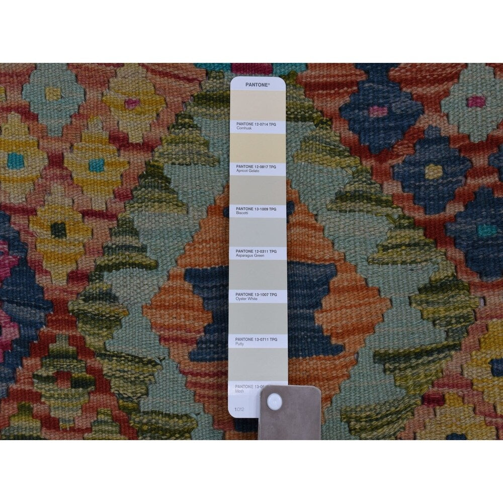Shahbanu Rugs Veggie Dyes Afghan Kilim Pure Wool Hand Woven Oriental Rug (9'10" x 13'1") - 9'10" x 13'1"