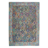 Shahbanu Rugs Veggie Dyes Afghan Kilim Pure Wool Hand Woven Oriental Rug (9'10" x 13'1") - 9'10" x 13'1"