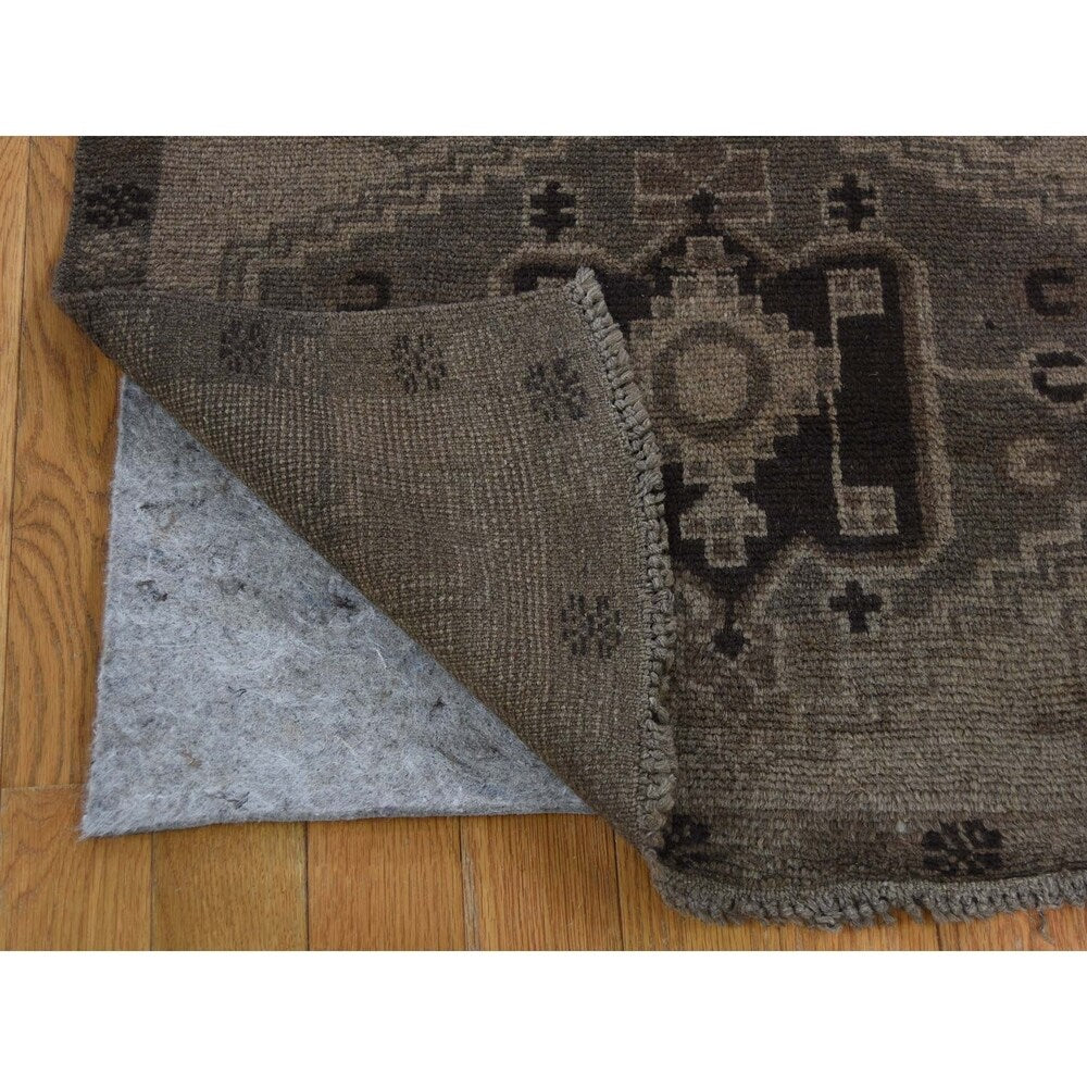 Shahbanu Rugs Vintage Afghan Baluch Natural Color Runner Hand-Knotted Pure Wool Rug (2'8" x 14'0") - 2'8" x 14'0"