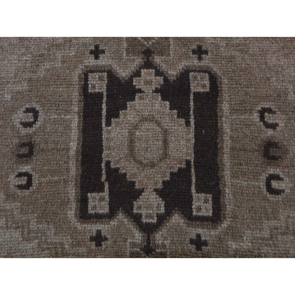 Shahbanu Rugs Vintage Afghan Baluch Natural Color Runner Hand-Knotted Pure Wool Rug (2'8" x 14'0") - 2'8" x 14'0"