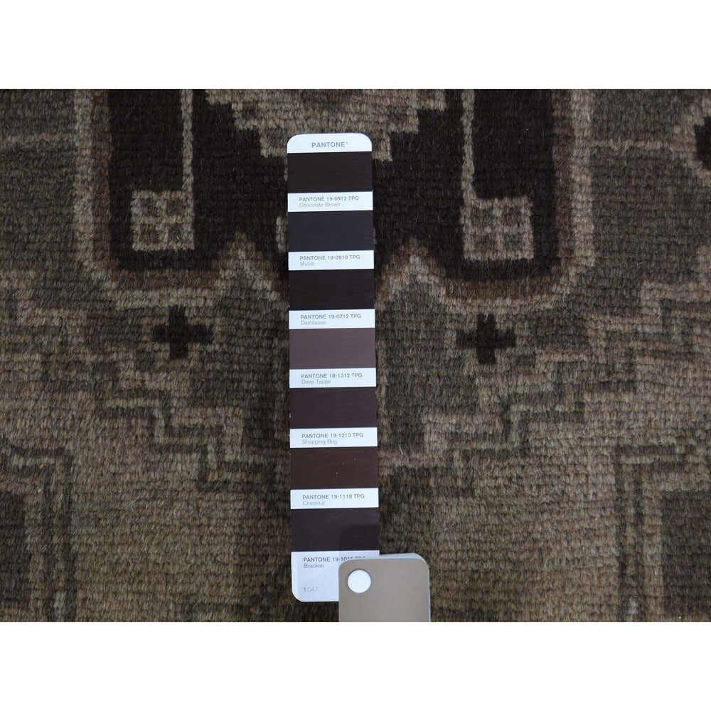 Shahbanu Rugs Vintage Afghan Baluch Natural Color Runner Hand-Knotted Pure Wool Rug (2'8" x 14'0") - 2'8" x 14'0"