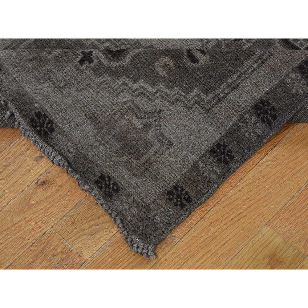 Shahbanu Rugs Vintage Afghan Baluch Natural Color Runner Hand-Knotted Pure Wool Rug (2'8" x 14'0") - 2'8" x 14'0"