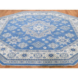 Shahbanu Rugs Vintage Look Kazak Pure Wool Octagonal Hand-Knotted Rug (7'9" x 8'0") - 7'9" x 8'0"