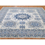 Shahbanu Rugs Vintage Look Kazak Pure Wool With Geometric Design Hand-Knotted Rug (8'0" x 9'10") - 8'0" x 9'10"
