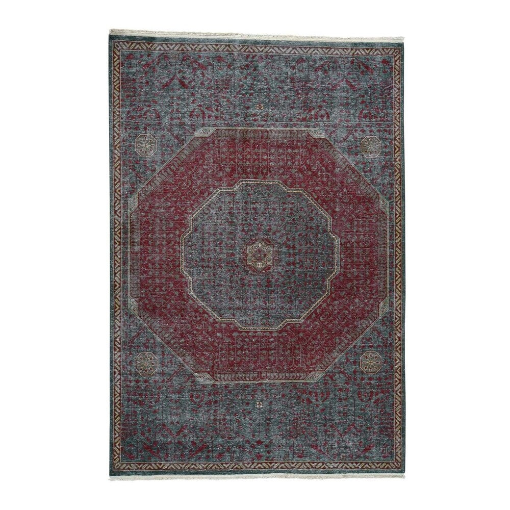 Shahbanu Rugs Vintage Look Mamluk Worn Wool Natural Colors Hand-Knotted Oriental Rug (6'0" x 8'10") - 6'0" x 8'10"