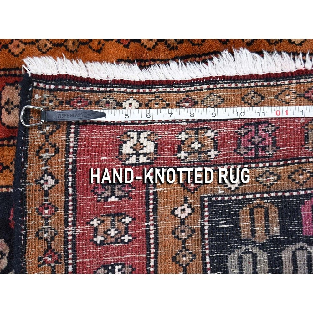 Shahbanu Rugs Vintage North West Persian With Repetitive Design Wide Runner Rug (3'10" x 9'6") - 3'10" x 9'6"
