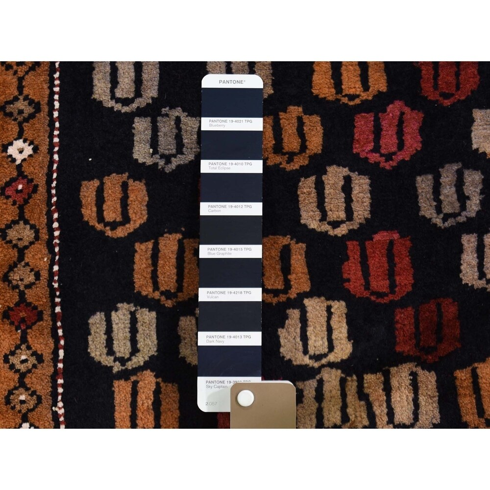 Shahbanu Rugs Vintage North West Persian With Repetitive Design Wide Runner Rug (3'10" x 9'6") - 3'10" x 9'6"