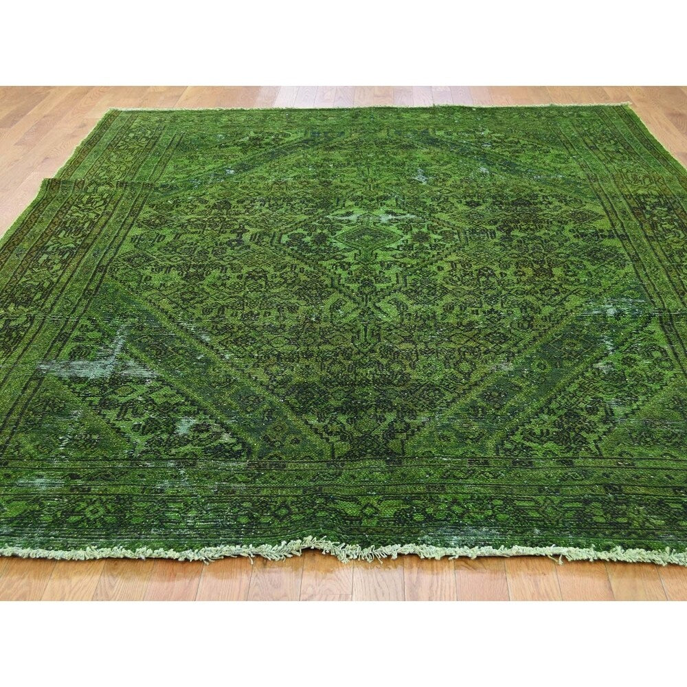 Shahbanu Rugs Vintage Overdyed Persian Bibikabad Hand-Knotted Oriental Rug - 7'0" x 9'6"