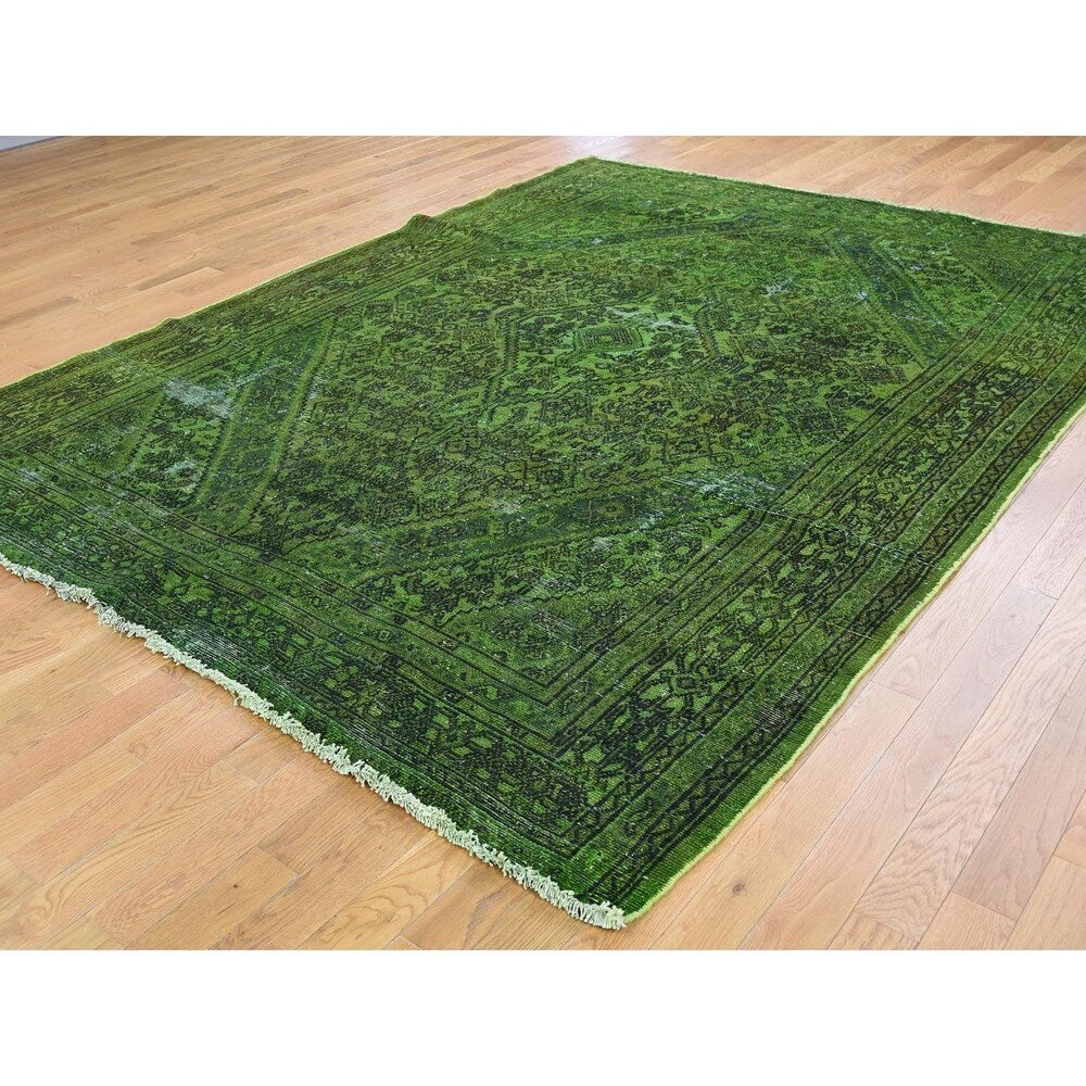 Shahbanu Rugs Vintage Overdyed Persian Bibikabad Hand-Knotted Oriental Rug - 7'0" x 9'6"
