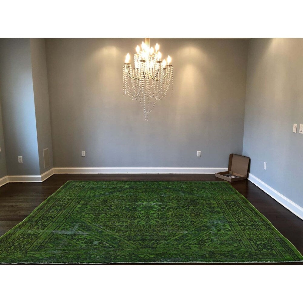 Shahbanu Rugs Vintage Overdyed Persian Bibikabad Hand-Knotted Oriental Rug - 7'0" x 9'6"
