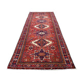 Shahbanu Rugs Vintage Persian Karajeh Pure Wool Hand-Knotted Wide Runner Rug (4'0" x 11'0") - 4'0" x 11'0"