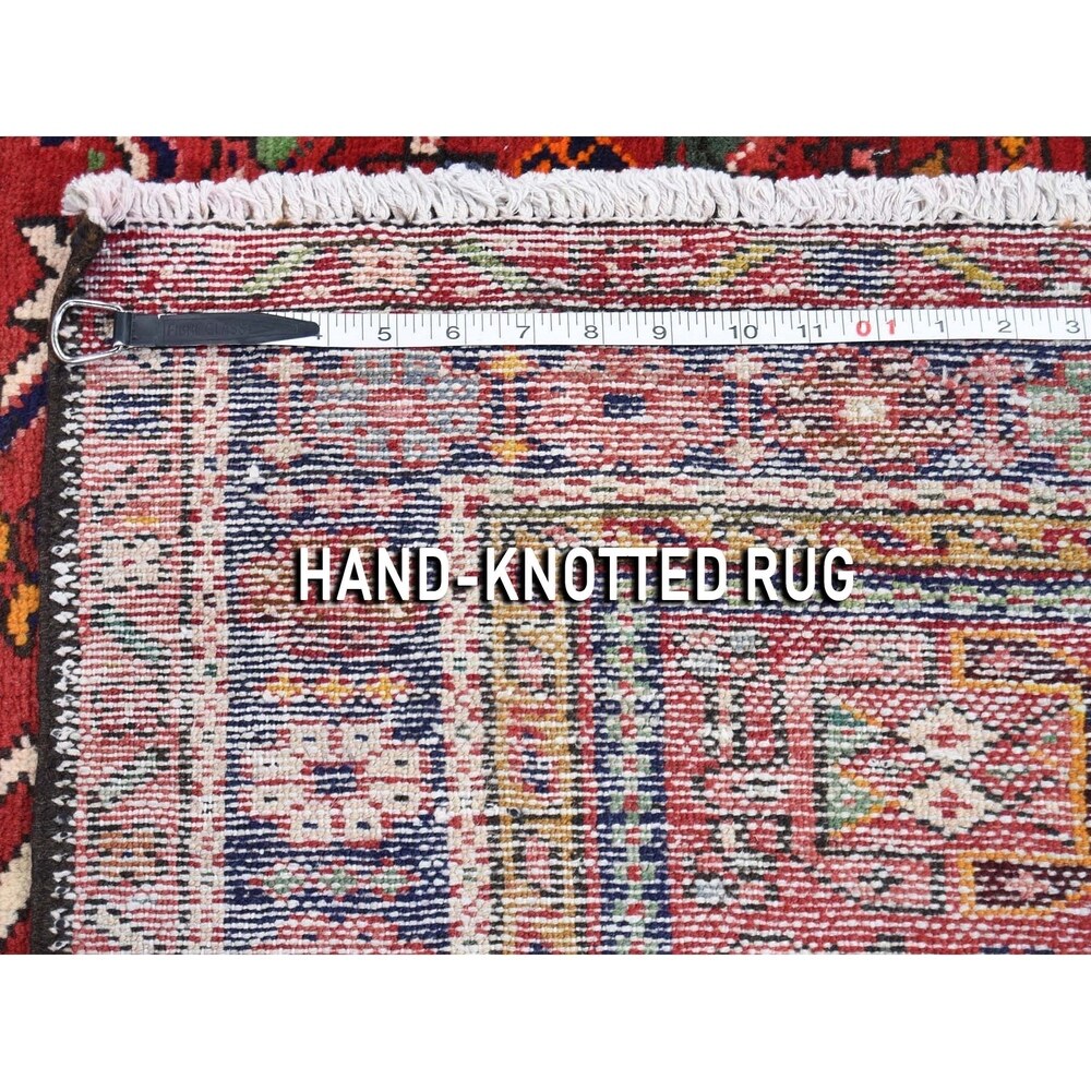 Shahbanu Rugs Vintage Persian Karajeh Pure Wool Hand-Knotted Wide Runner Rug (4'0" x 11'0") - 4'0" x 11'0"