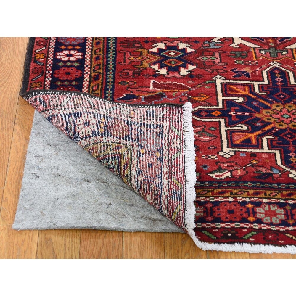 Shahbanu Rugs Vintage Persian Karajeh Pure Wool Hand-Knotted Wide Runner Rug (4'0" x 11'0") - 4'0" x 11'0"