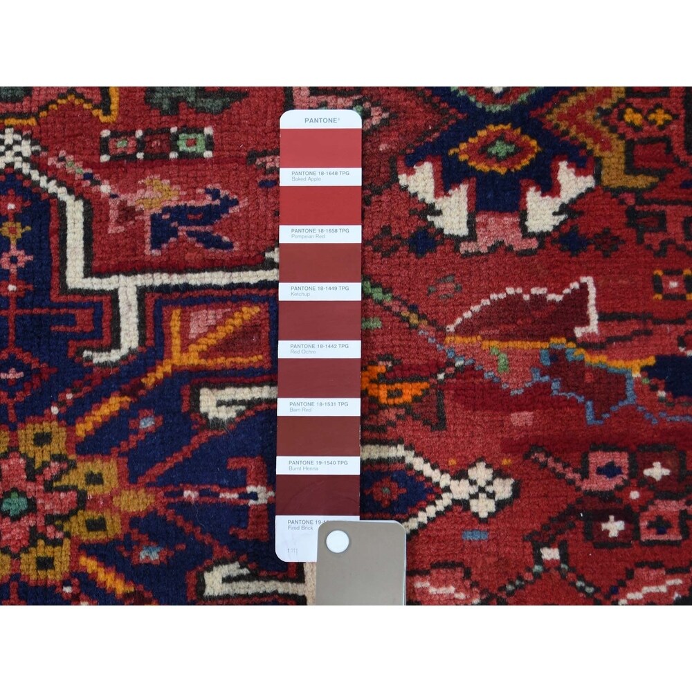 Shahbanu Rugs Vintage Persian Karajeh Pure Wool Hand-Knotted Wide Runner Rug (4'0" x 11'0") - 4'0" x 11'0"