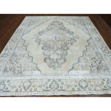 Shahbanu Rugs Vintage White Wash Tabriz Worn Wool Hand-Knotted Oriental Rug (9'5" x 10'8") - 9'5" x 10'8"