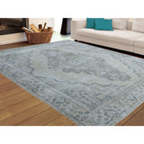 Shahbanu Rugs Vintage White Wash Tabriz Worn Wool Hand-Knotted Oriental Rug (9'5" x 10'8") - 9'5" x 10'8"