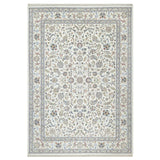 Shahbanu Rugs Vivid White, Wool and Silk, Nain All Over Floral Design, Hand Knotted, 250 KPSI, Oriental Rug (10'x14'2")