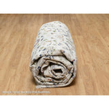 Shahbanu Rugs Vivid White, Wool and Silk, Nain All Over Floral Design, Hand Knotted, 250 KPSI, Oriental Rug (10'x14'2")