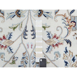Shahbanu Rugs Vivid White, Wool and Silk, Nain All Over Floral Design, Hand Knotted, 250 KPSI, Oriental Rug (10'x14'2")