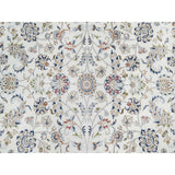 Shahbanu Rugs Vivid White, Wool and Silk, Nain All Over Floral Design, Hand Knotted, 250 KPSI, Oriental Rug (10'x14'2")